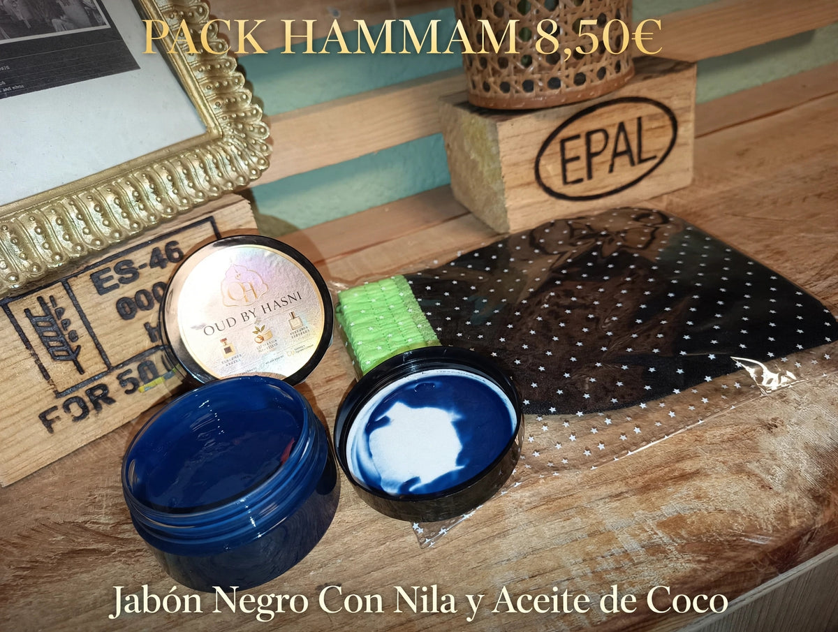 Pack Hammam Jabón Negro Con Nila y Aceite de Coco