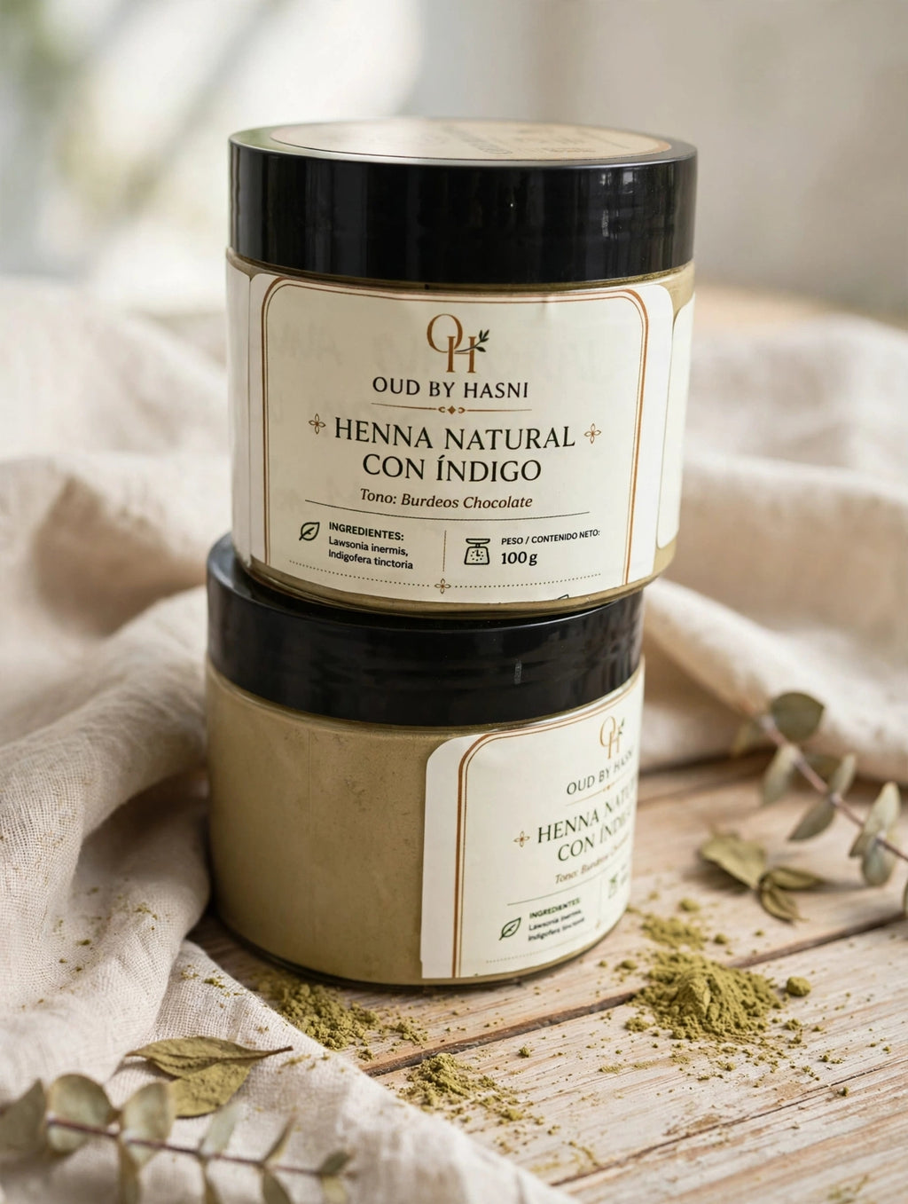 Henna Natural Con Indigo Tono Burdeos Chocolate